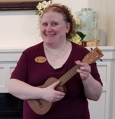 Liz playing ukulele